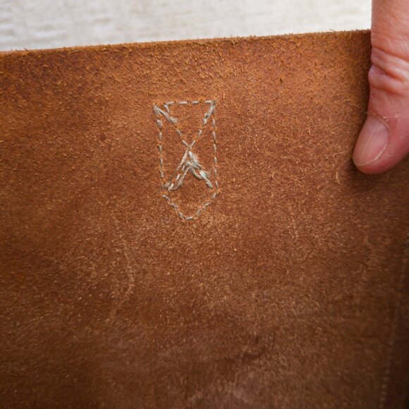 Oversized Hand-Stitched Veg-Tan Leather Tote (16” × 12.5” × 4.5”) - Picture 10 of 14